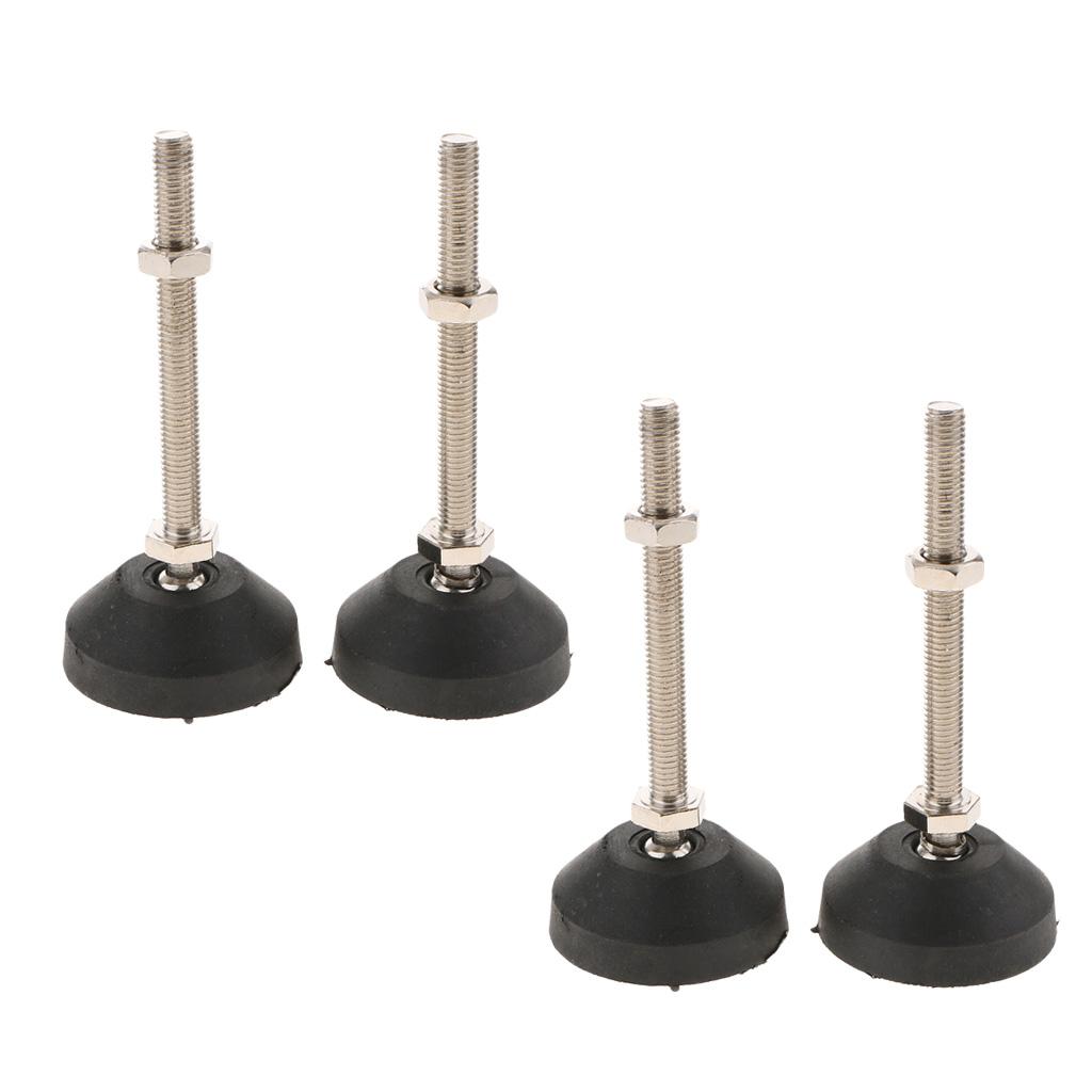 4x Carbon Steel Adjustable Furniture Leveler Leveling Feet 60mm 60-M10x100mm