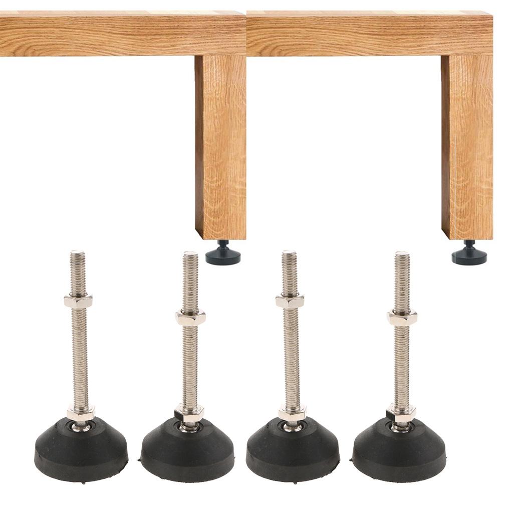 4x Carbon Steel Adjustable Furniture Leveler Leveling Feet 60mm 60-M10x100mm