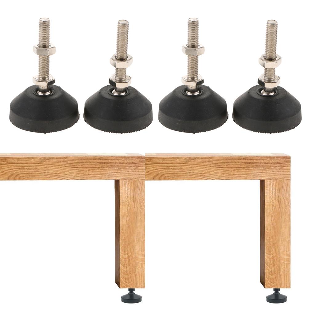 4x Carbon Steel Adjustable Furniture Leveler Leveling Feet 60mm 60-M10x50mm