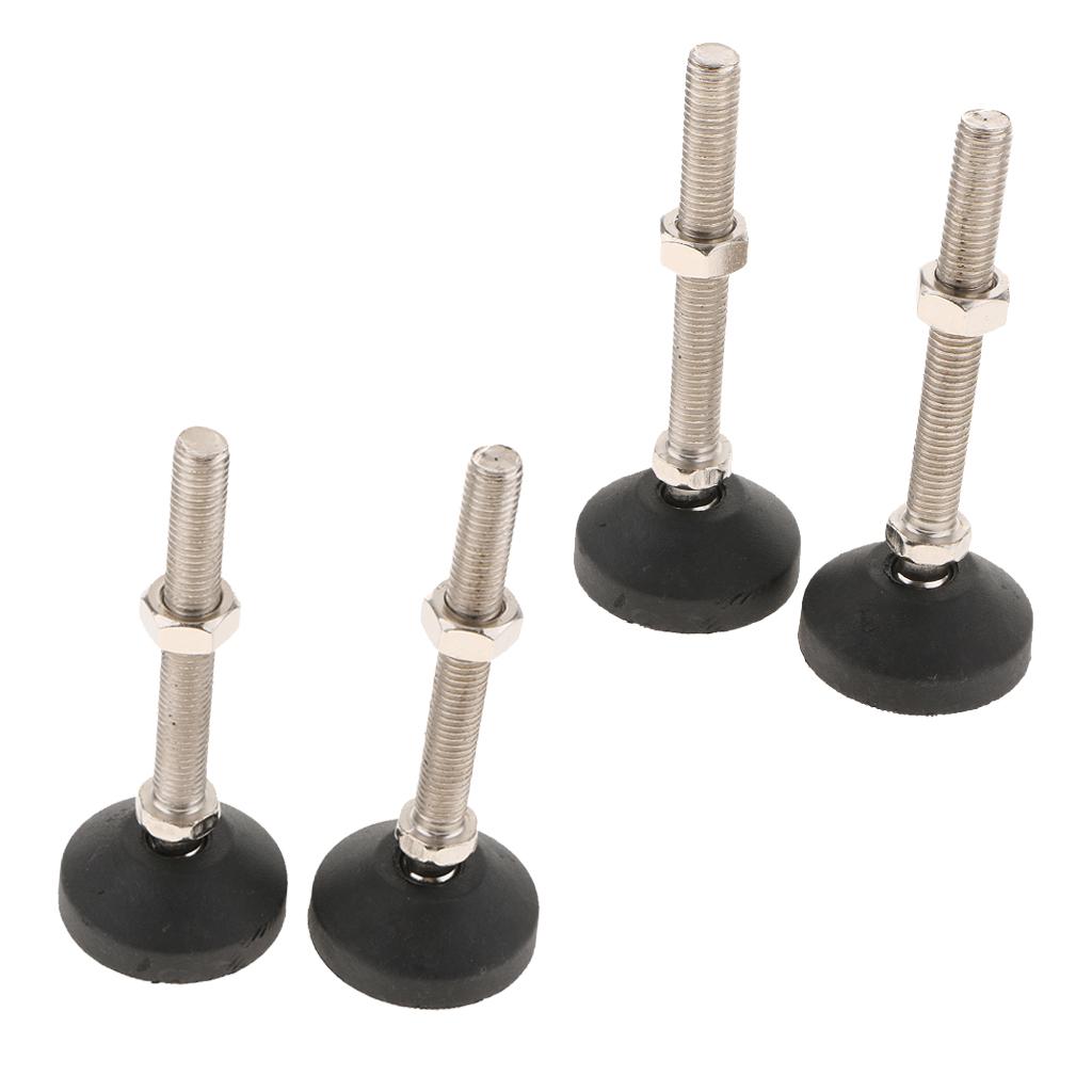 4x Carbon Steel Adjustable Furniture Leveler Leveling Feet 50mm 50-M12x100mm