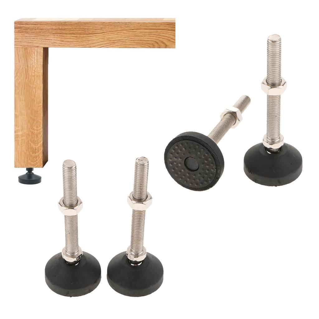 4x Carbon Steel Adjustable Furniture Leveler Leveling Feet 50mm 50-M12x100mm