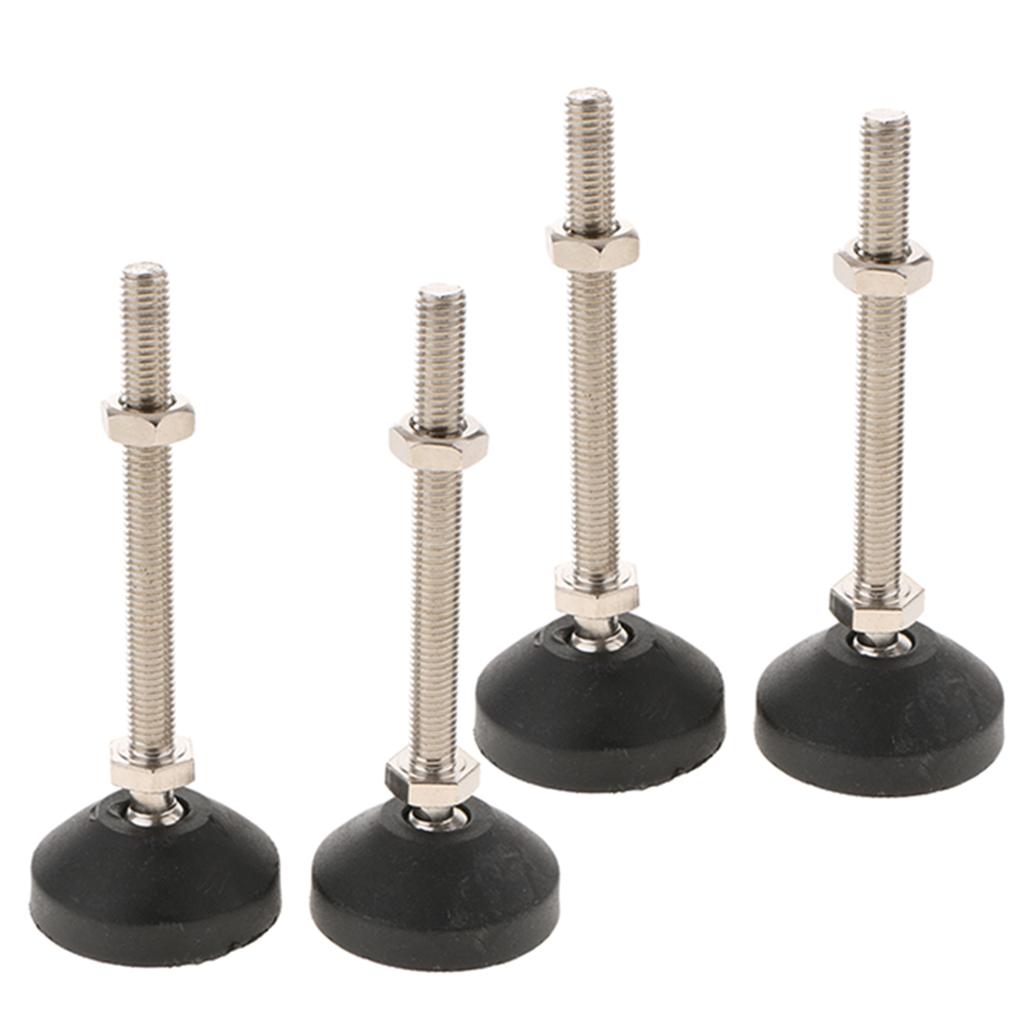 4x Carbon Steel Adjustable Furniture Leveler Leveling Feet 50mm 50-M10x100mm