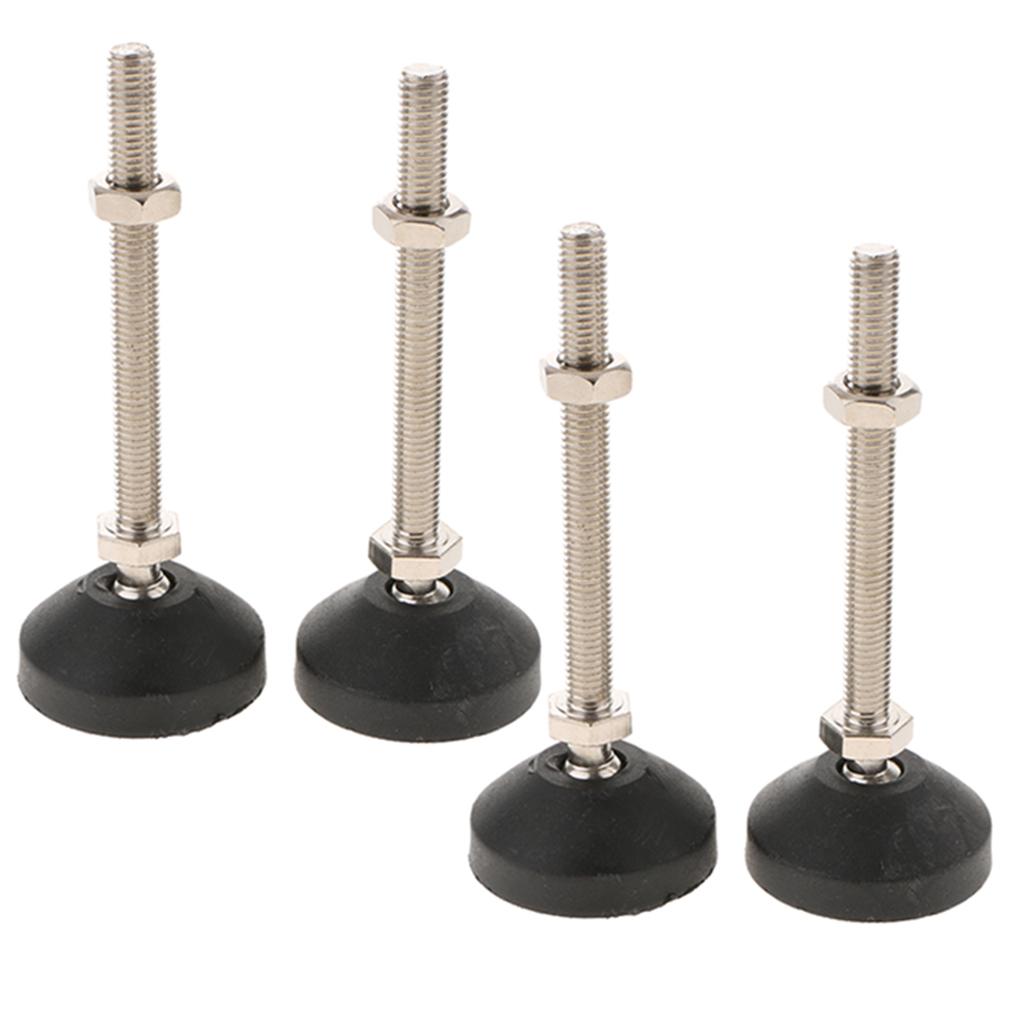 4x Carbon Steel Adjustable Furniture Leveler Leveling Feet 50mm 50-M10x100mm