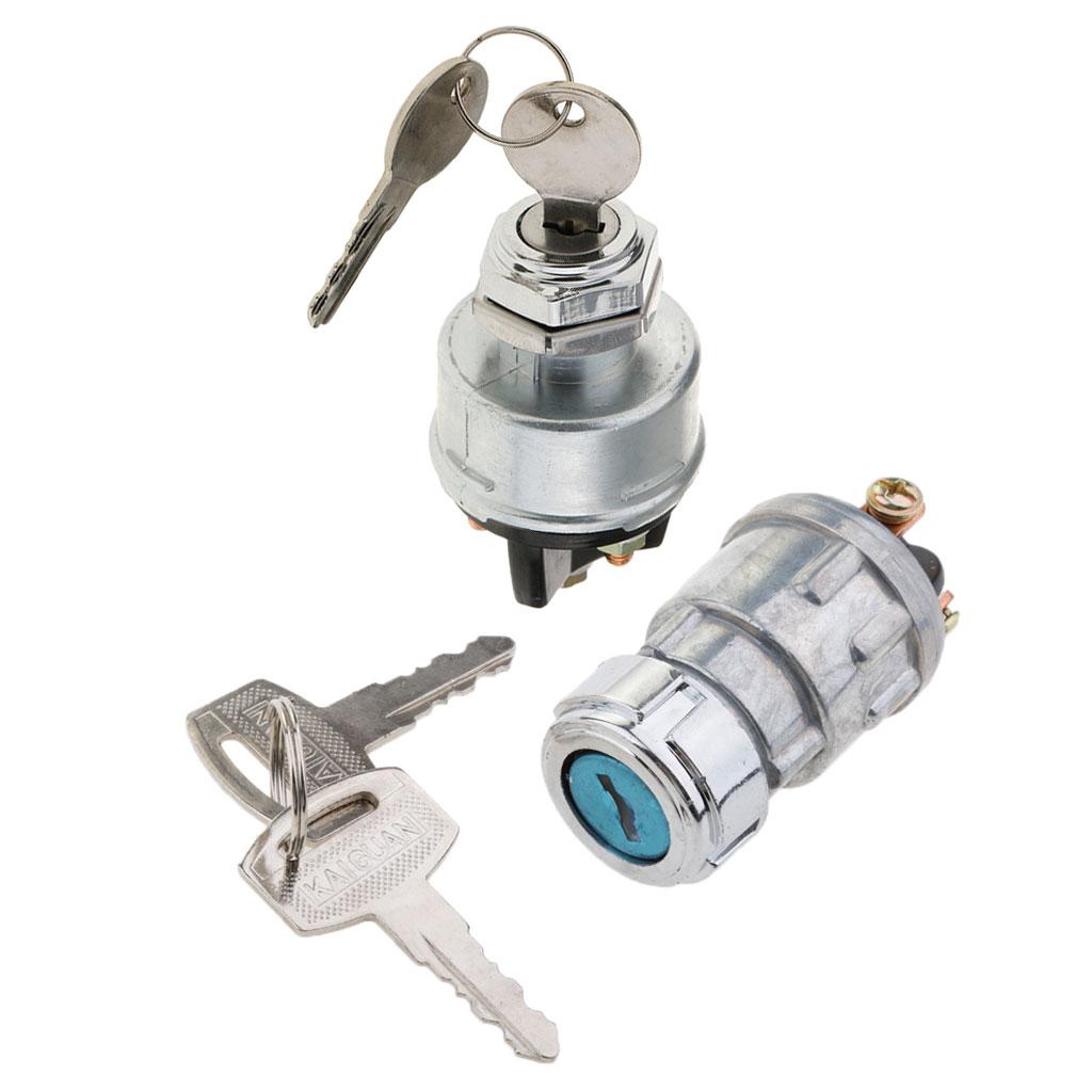 2 x Universal Ignition Cylinder Switch Lock+2 Keys 3-Position for Car Truck