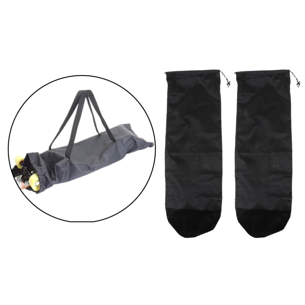 2 Pieces Skateboard Longboard Shoulder Bag Carry Case Drawstring Pouch L