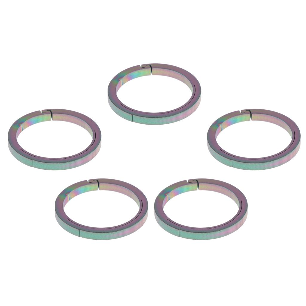 5pcs Titanium Round Keychain Carabiners Spring Snap Hook Clip Colorful 32mm
