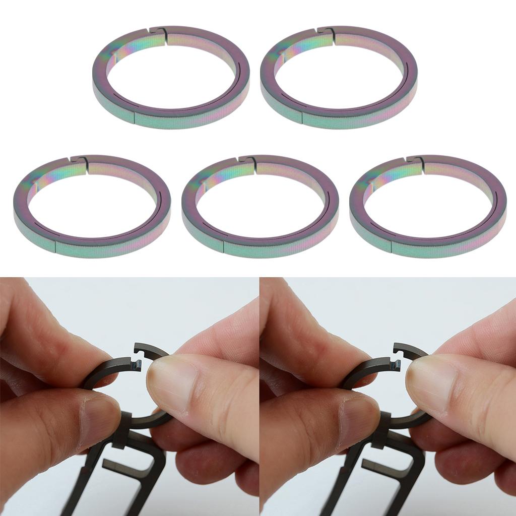 5pcs Titanium Round Keychain Carabiners Spring Snap Hook Clip Colorful 32mm