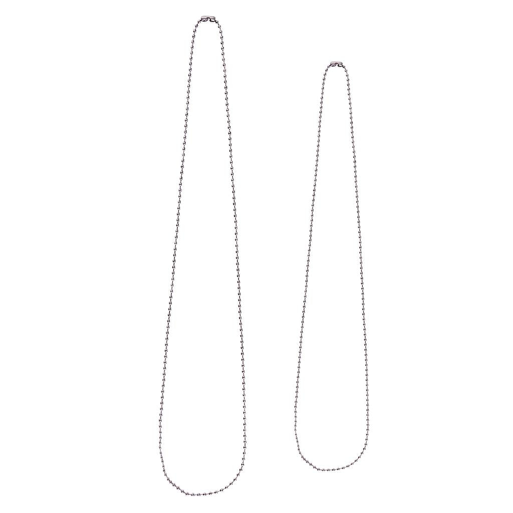 2pcs 2.4mm Stainless Steel Silver Bead Chain Men Necklace Trinket 60cm 80cm