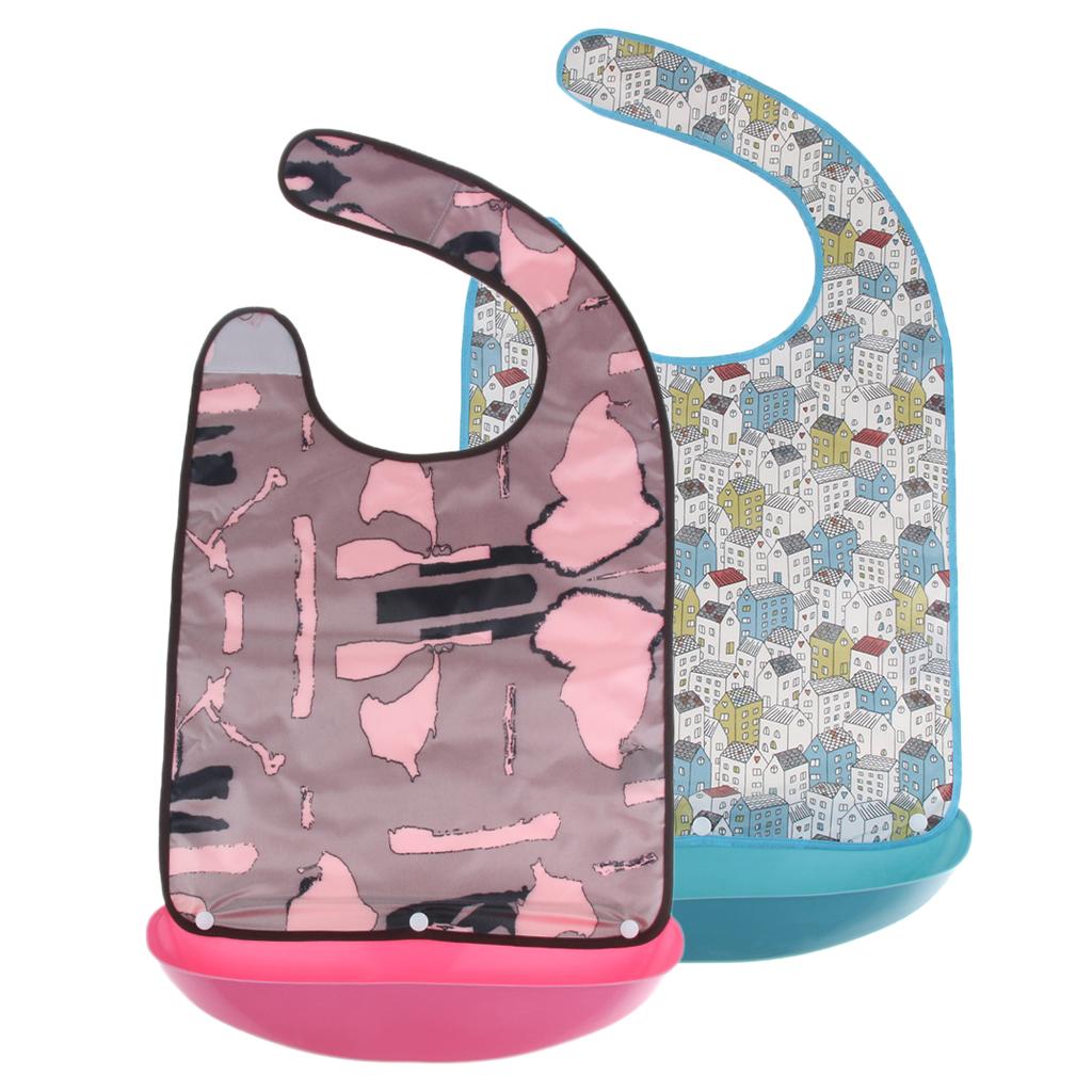 2 Pieces Extra Large Adult Bib Reusable Washable Clothing Mealtime Protector
