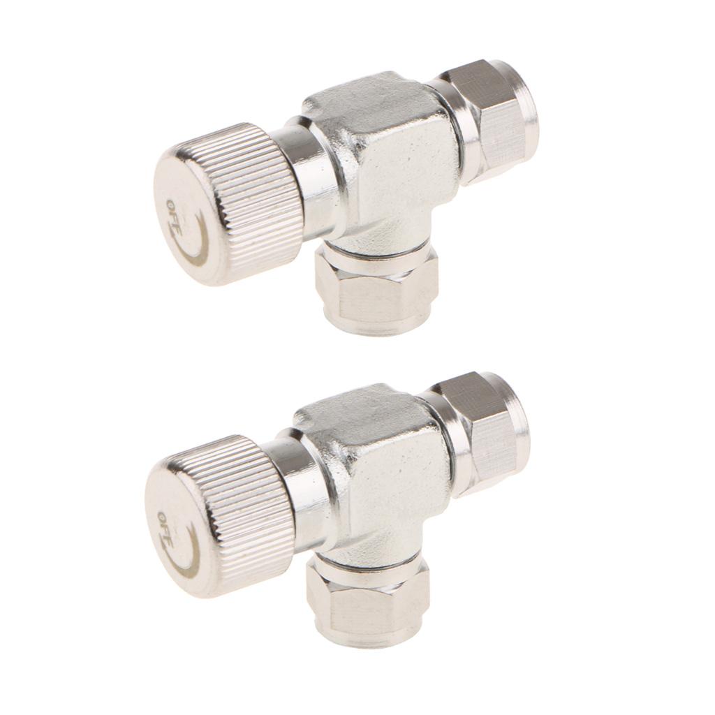 2 Pcs Two Way Aluminum Precise CO2 Needle Valve Regulator for Aquarium Tank