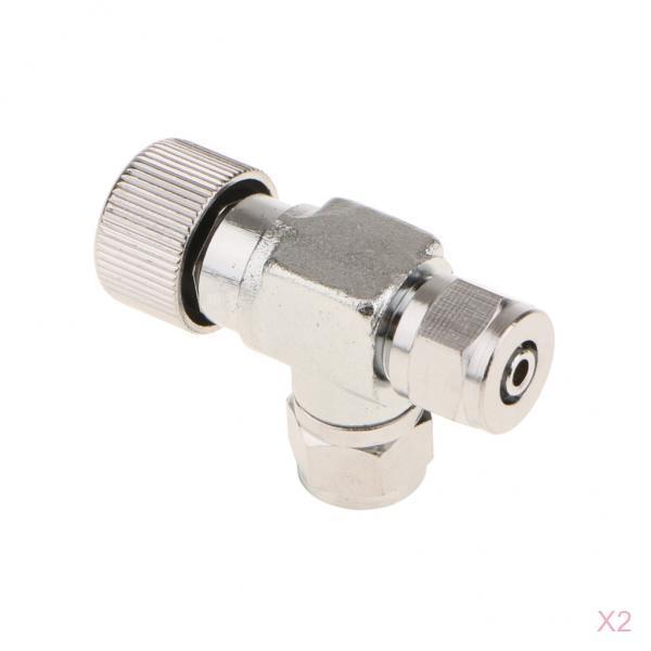 2 Pcs Two Way Aluminum Precise CO2 Needle Valve Regulator for Aquarium Tank