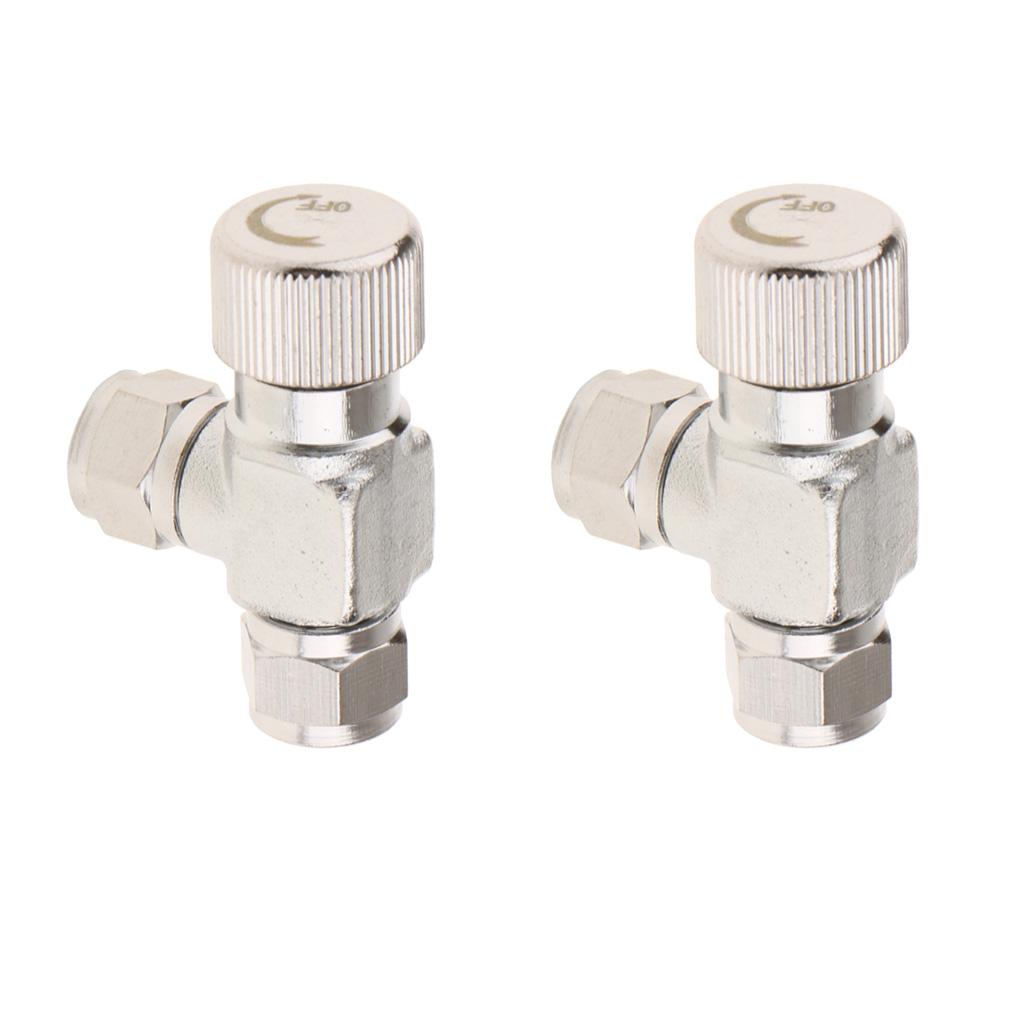 2 Pcs Two Way Aluminum Precise CO2 Needle Valve Regulator for Aquarium Tank