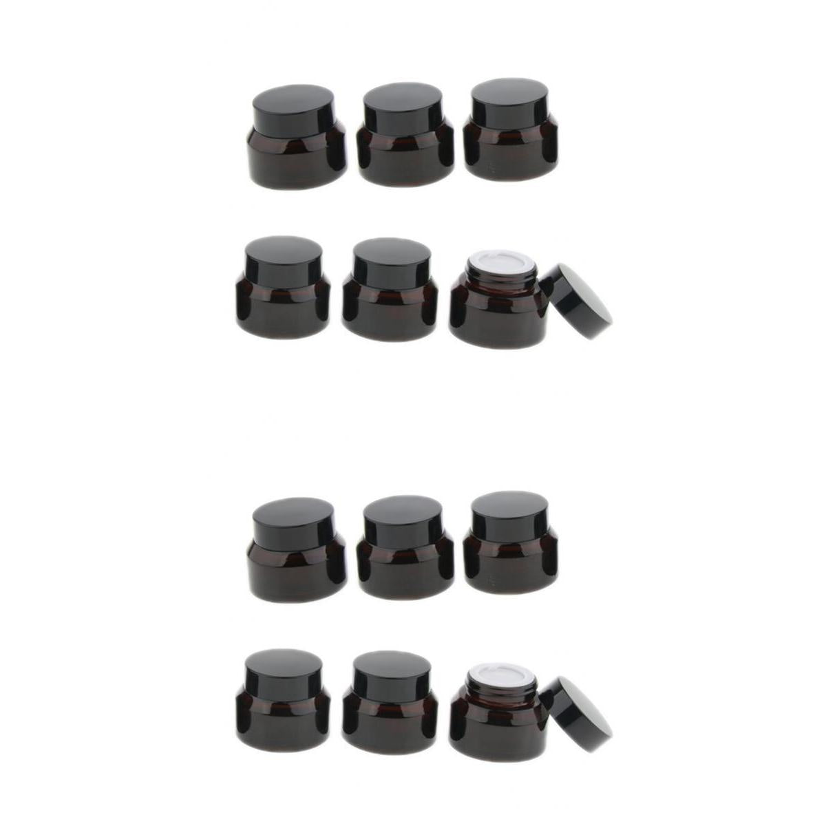 12 Pieces Refillable Glass Amber Cream Empty Lip Balm Container Jars Tin