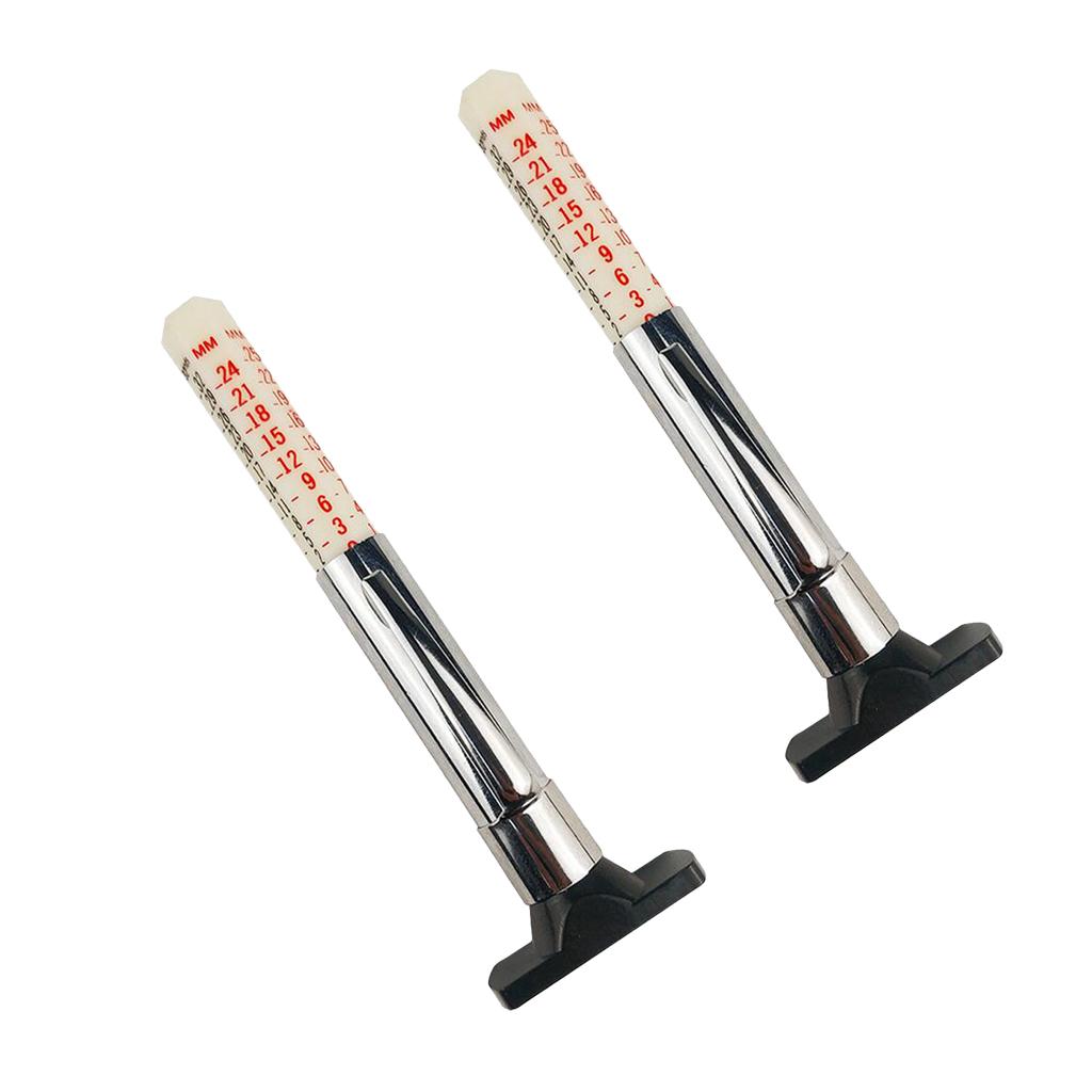 2pcs Tester Motor Car Tyre Tread Depth Gauge Metric Standard Measure 0-25mm