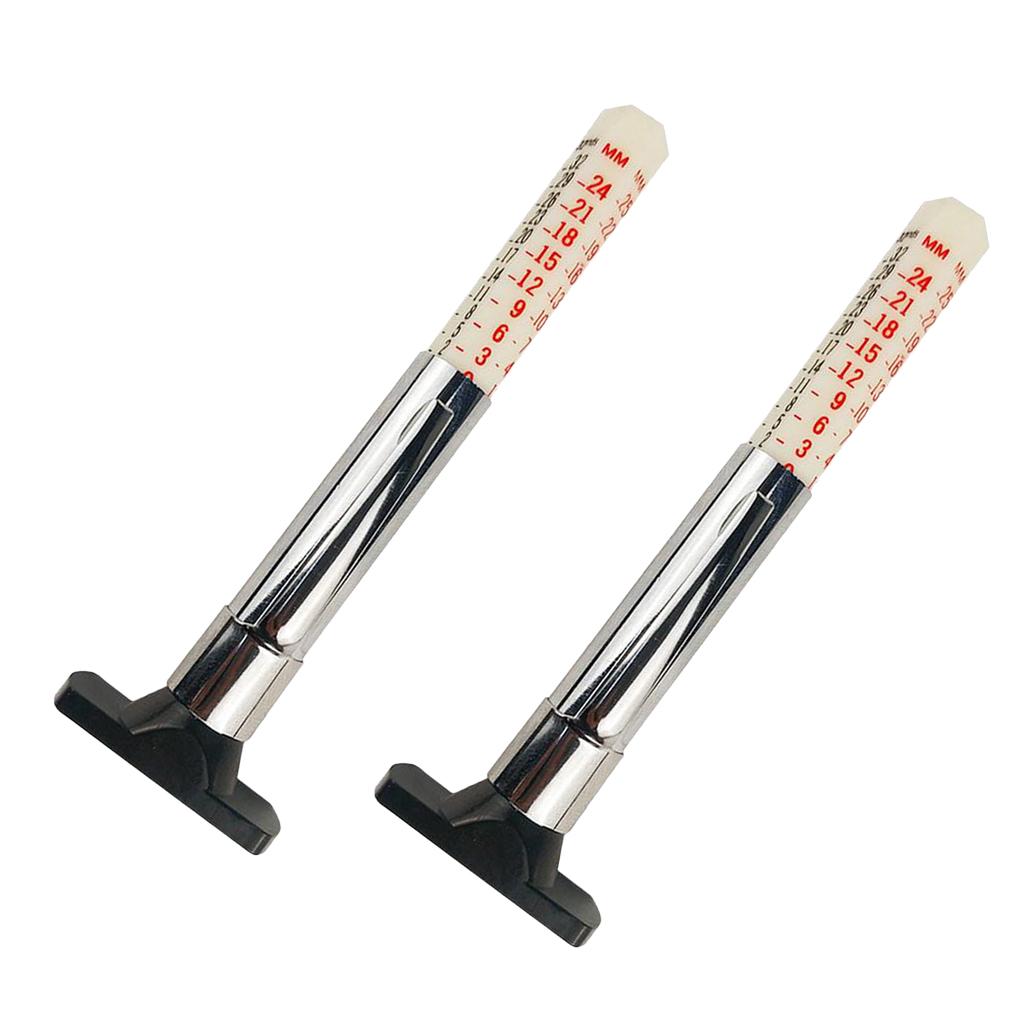 2pcs Tester Motor Car Tyre Tread Depth Gauge Metric Standard Measure 0-25mm