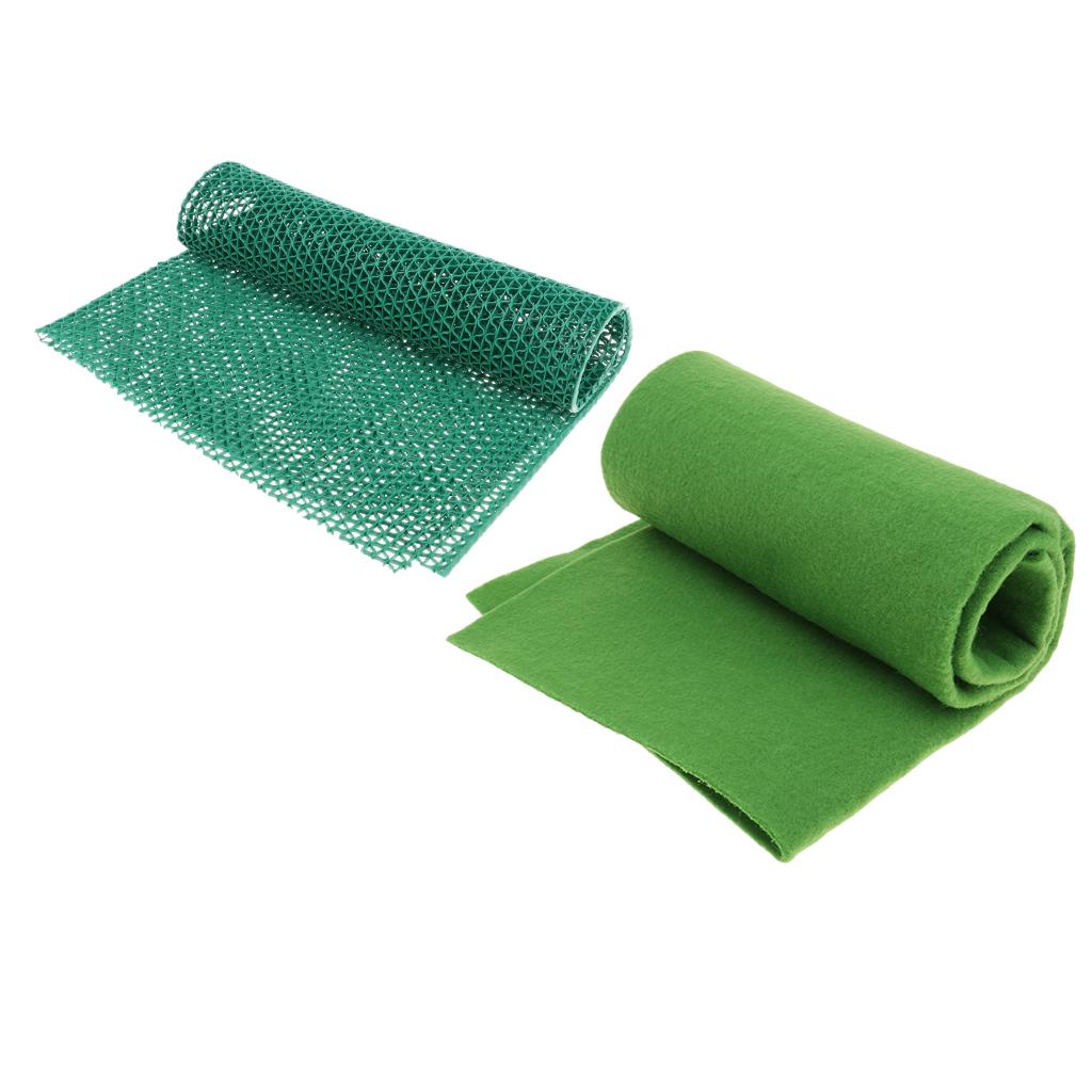 2 Pcs Green Reptile Carpet Fiber Pet Mat for Lizards Waterproof Pad 60cm