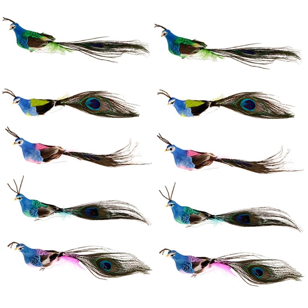 10pcs Artificial Peacock Foam Birds Statue Display Home Garden Art Ornament