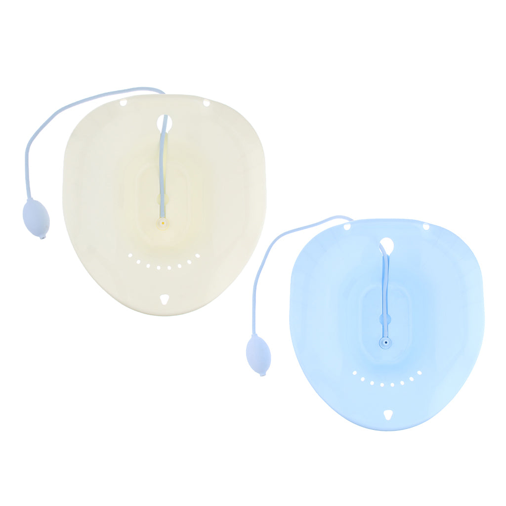 2 Pieces Toilet Sitz Bath Tub Hip Basin with Flusher fo Pregnant Hemorrhoids