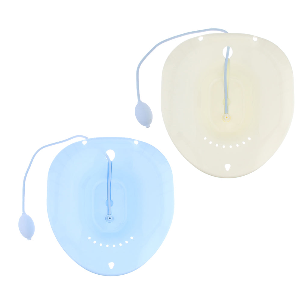2 Pieces Toilet Sitz Bath Tub Hip Basin with Flusher fo Pregnant Hemorrhoids