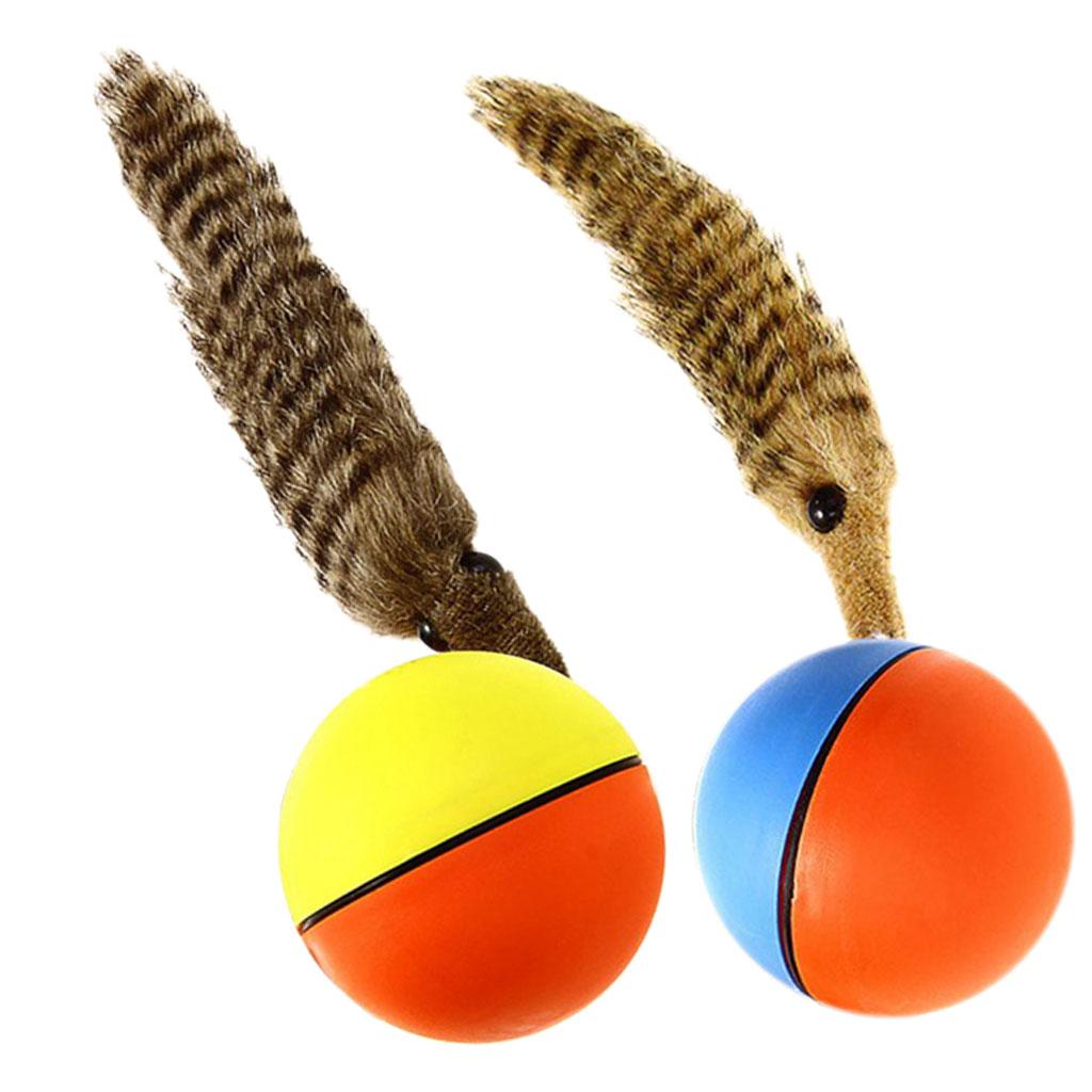 2 Pcs Fun Beaver Weasel Rolling Motor Ball Dog Cat Chaser Jumping Moving Toy