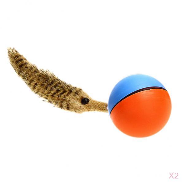 2 Pcs Fun Beaver Weasel Rolling Motor Ball Dog Cat Chaser Jumping Moving Toy