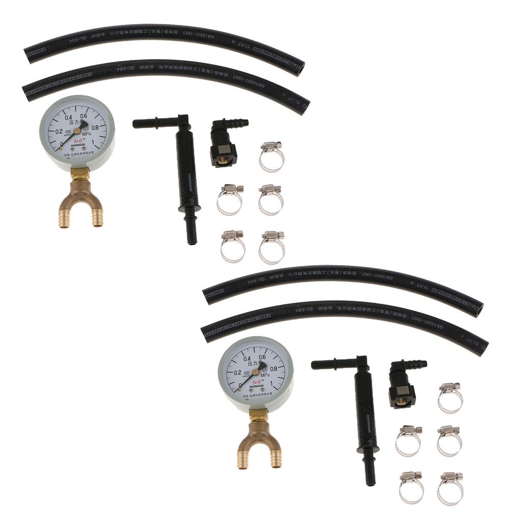 2 Set Car Fuel Injection Pump Pressure Injector Tester Pressure Gauge Kits