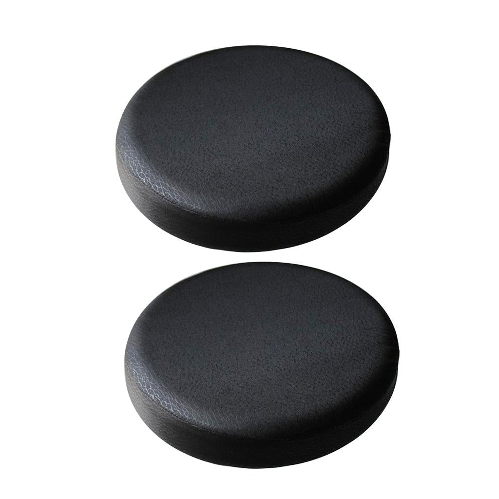 2Pcs Bar Stool Cover Round Lift Chair Seat Sleeve Salon Black_33x10cm