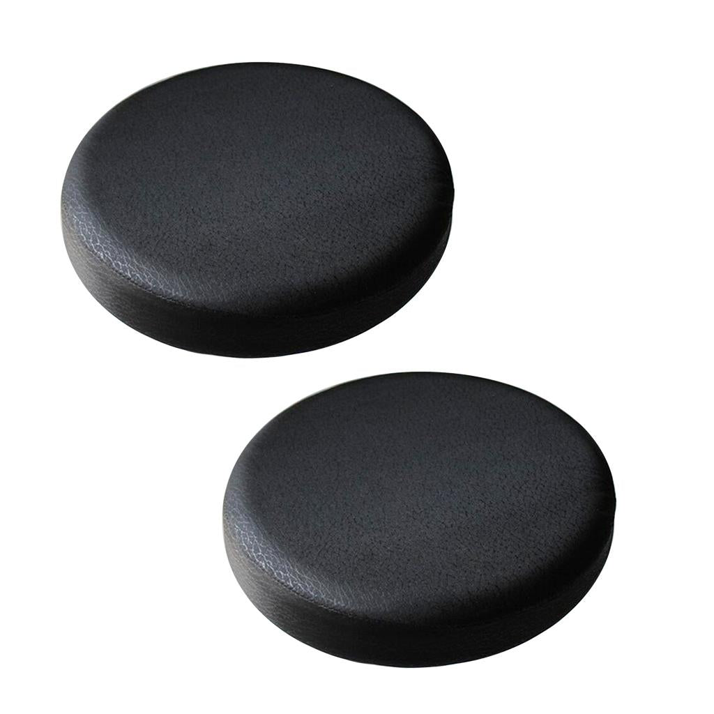 2Pcs Bar Stool Cover Round Lift Chair Seat Sleeve Salon Black_33x10cm