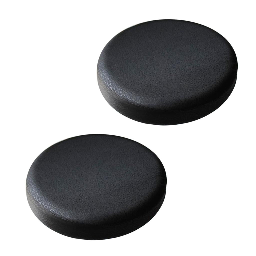 2Pcs Bar Stool Cover Round Lift Chair Seat Sleeve Salon Black_33x10cm
