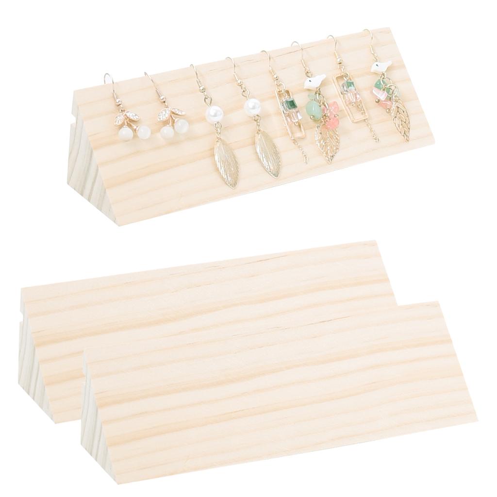 2 Pieces Triangle Plain Wood Hook Dangle Earrings Jewelry Display Holder