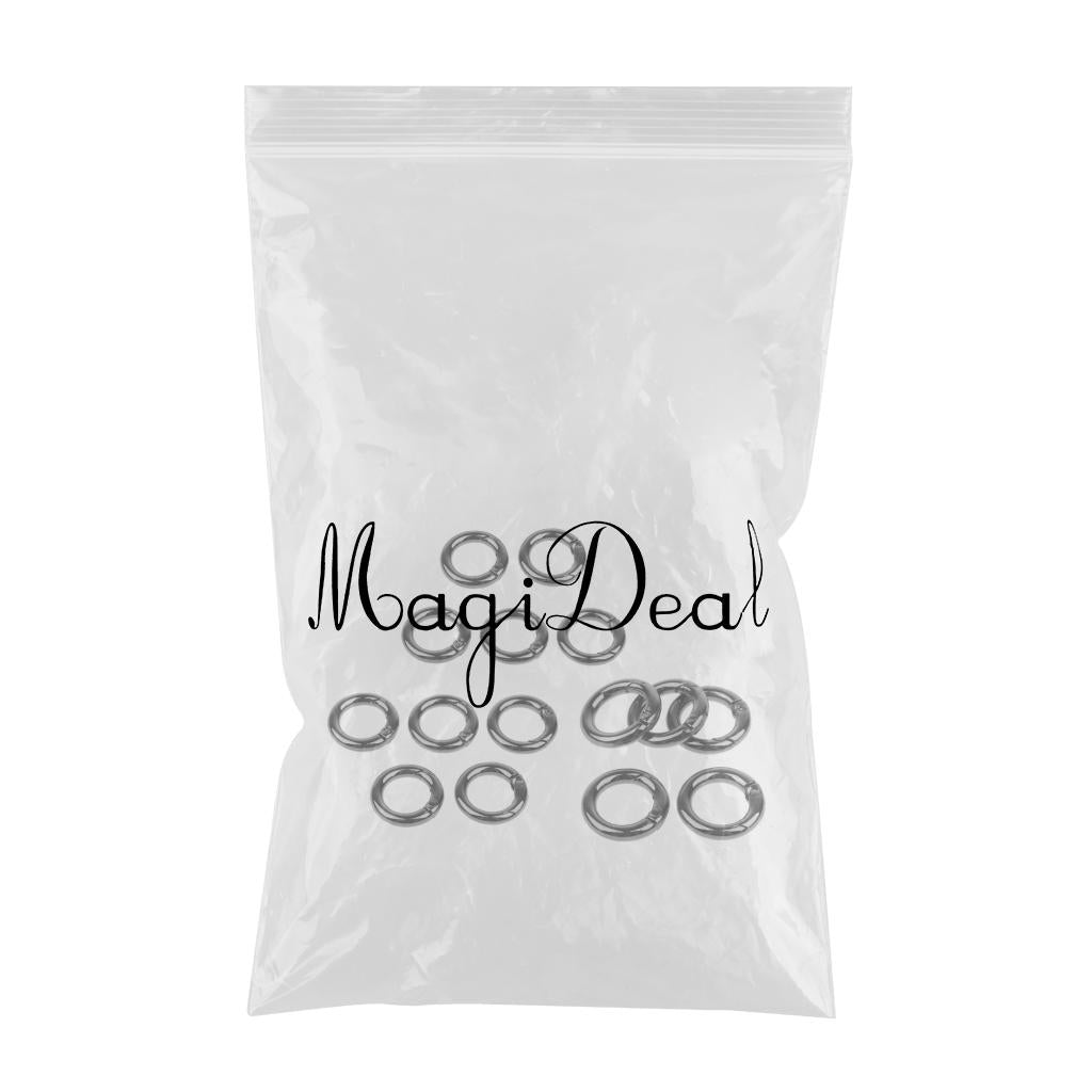 15pcs Zinc Alloy Round Carabiners Spring Buckles Snap Hook Keychain Black