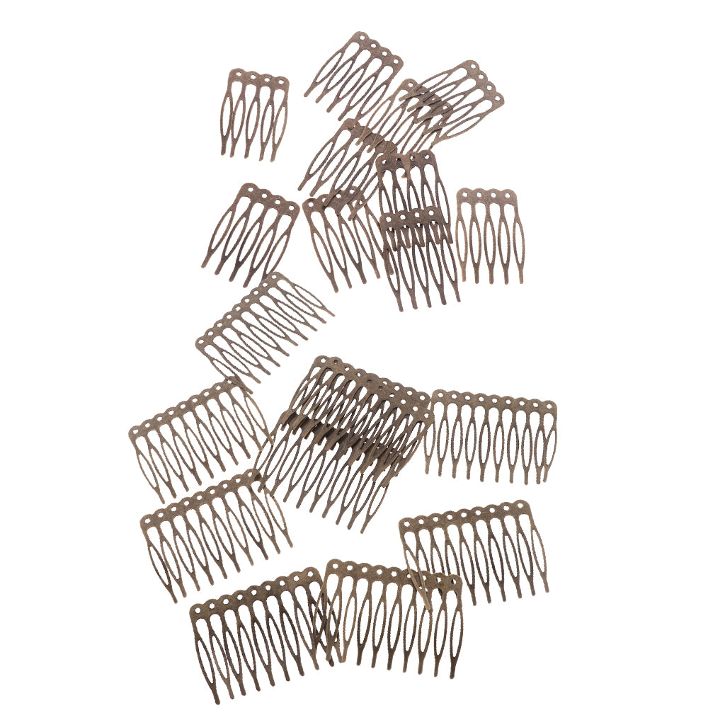 20 Pieces Blank Metal Hair Comb for Bridal Hair Accessories DIY Retro Bronze