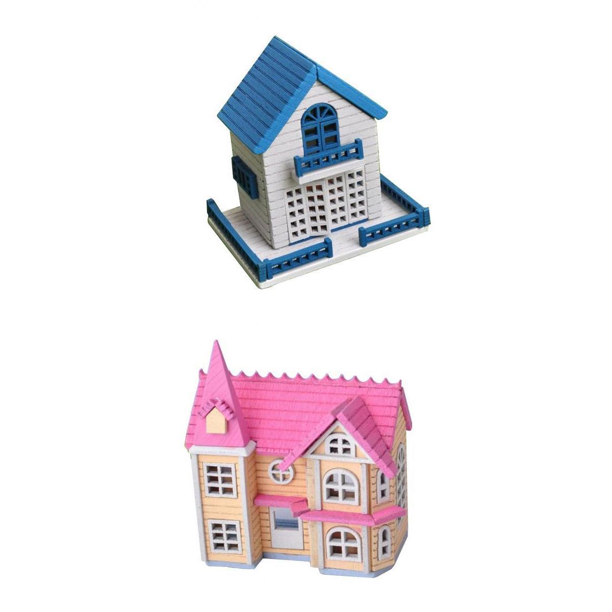 2Set Dollhouse Miniature DIY Doll House Kits Assembly House Xmas Gifts 1/12