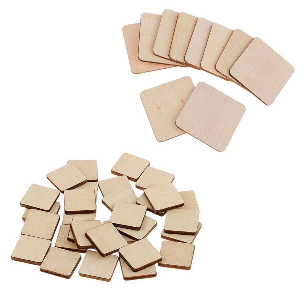 40 Pieces Square Unfinished Blank Wood Sign Plaque Pieces DIY Woodworkings