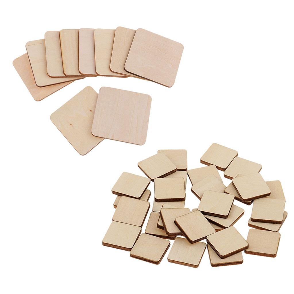 40 Pieces Square Unfinished Blank Wood Sign Plaque Pieces DIY Woodworkings