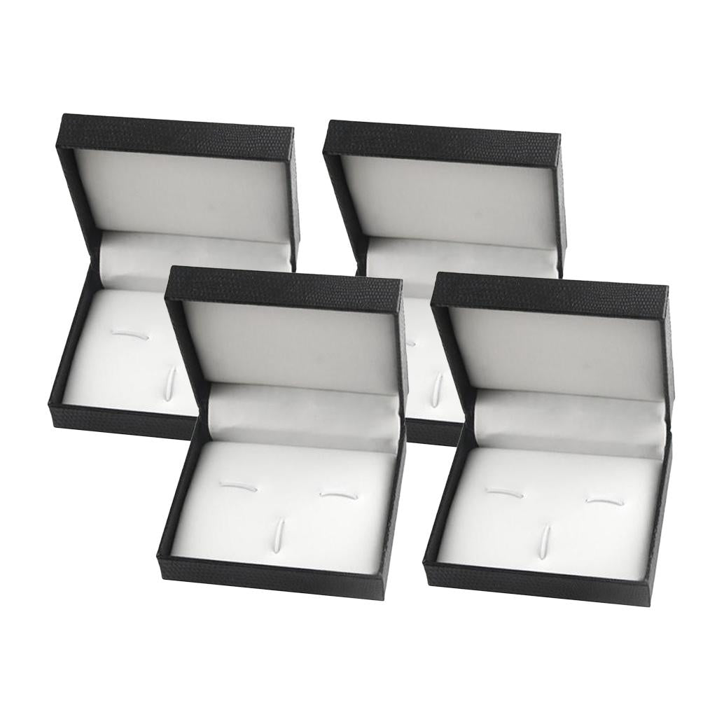 4 Pieces Cufflink Storage Box Wedding Mens Cufflinks Tie Clips Set Display