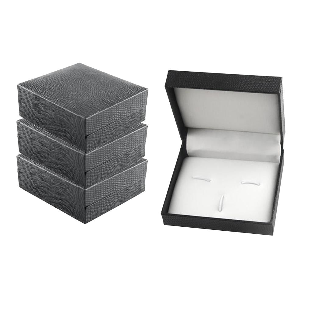 4 Pieces Cufflink Storage Box Wedding Mens Cufflinks Tie Clips Set Display