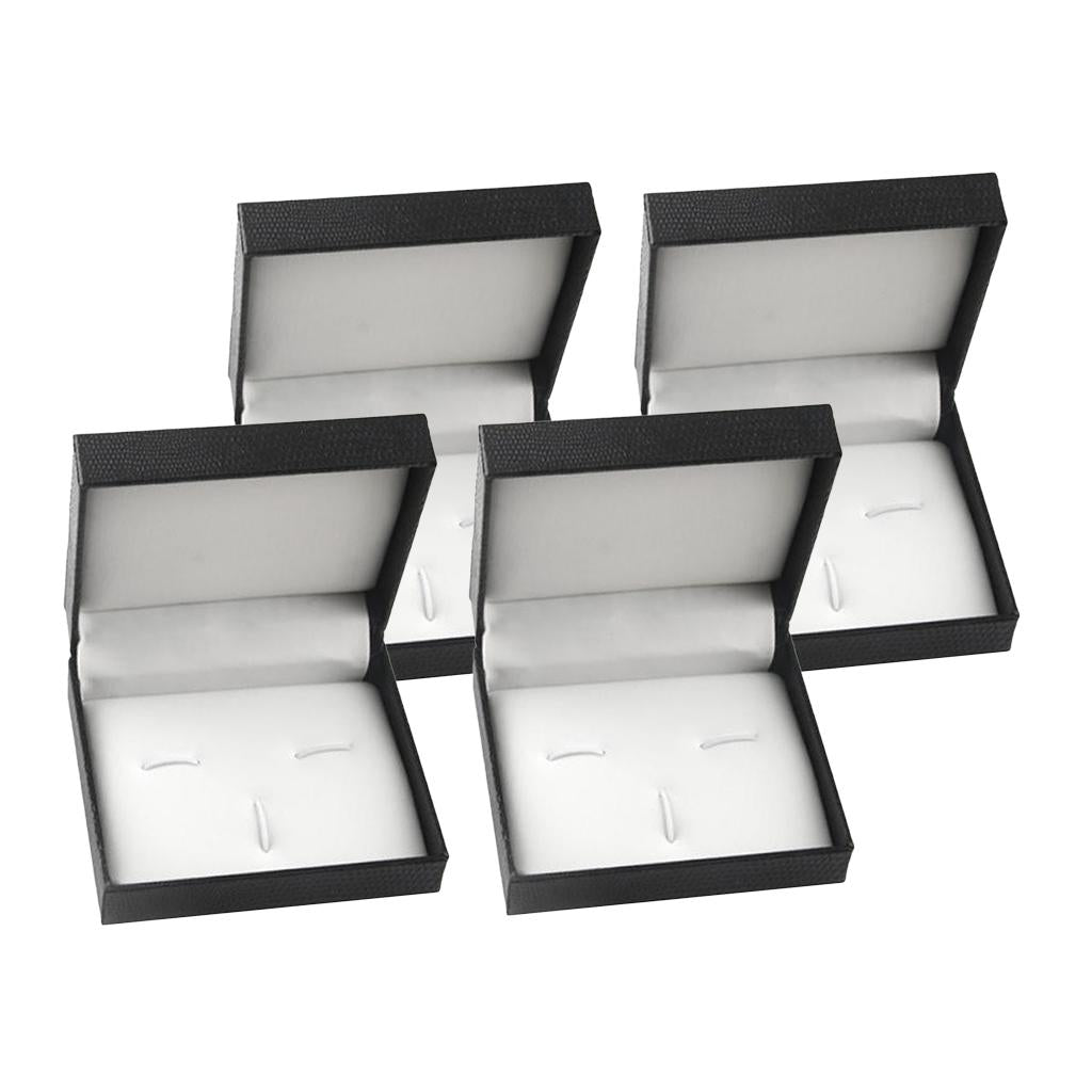 4 Pieces Cufflink Storage Box Wedding Mens Cufflinks Tie Clips Set Display