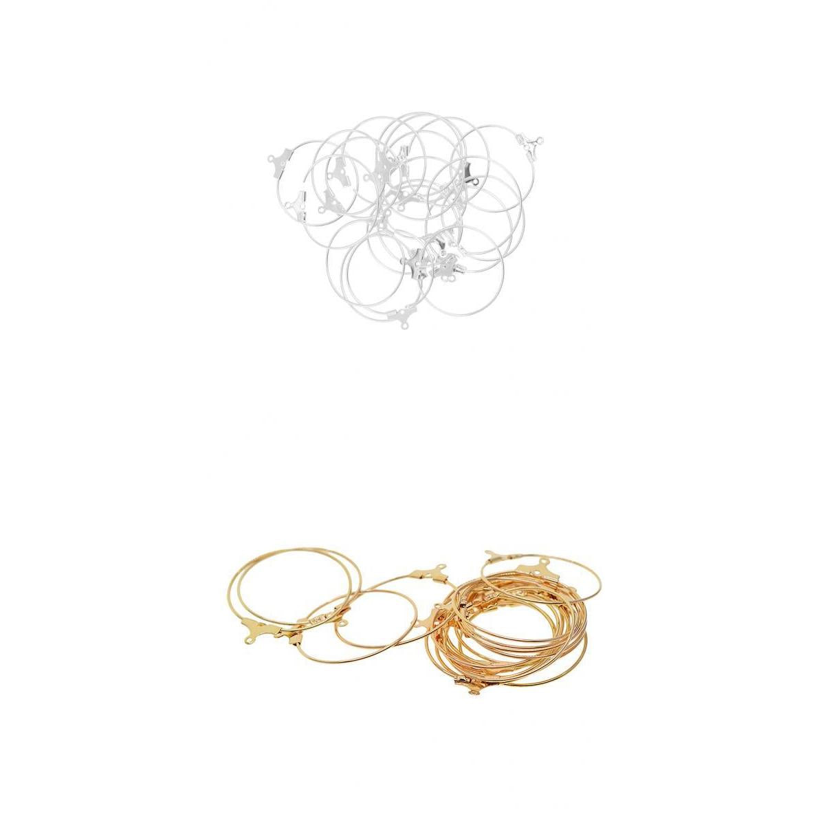 40Pcs Round Beading Hoop Earring Hook Connectors DIY Jewelry Findings Craft