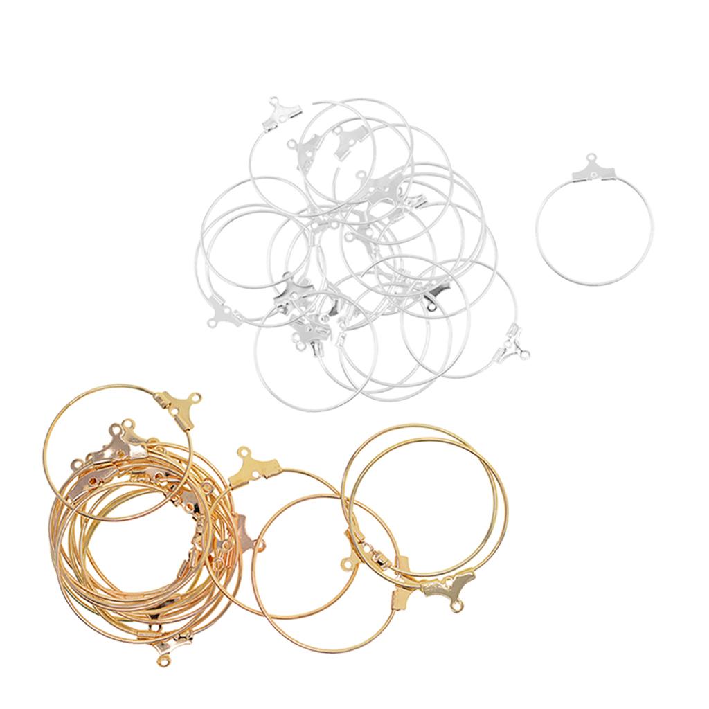 40Pcs Round Beading Hoop Earring Hook Connectors DIY Jewelry Findings Craft