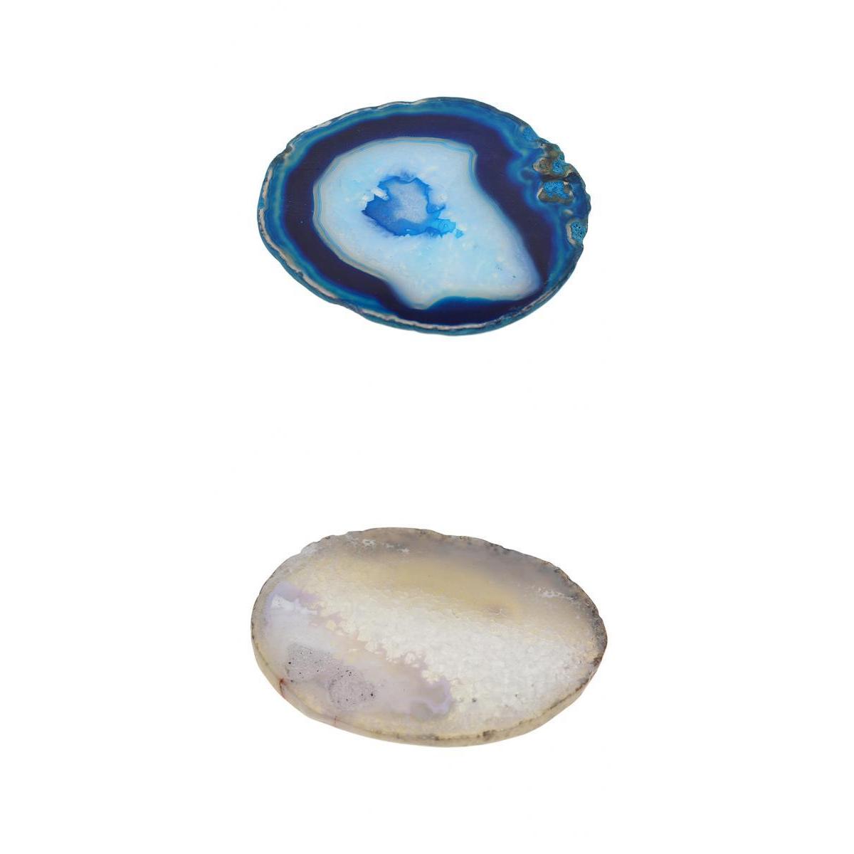 2 Pieces 80-100mm Agate Quartz Crystal Slices Pendant Coaster Home Ornaments