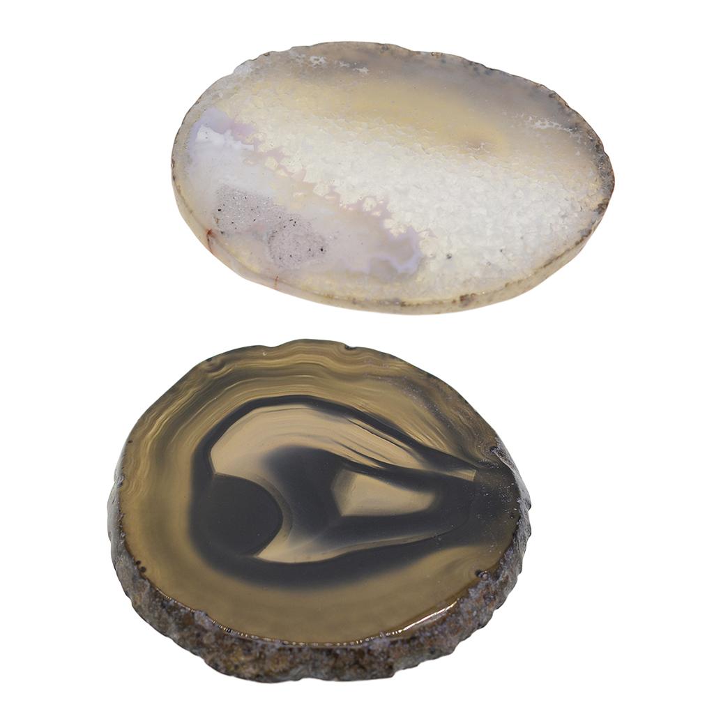 2Pieces 60-100mm Agate Quartz Crystal Slice Pendant Charms for Home Ornament
