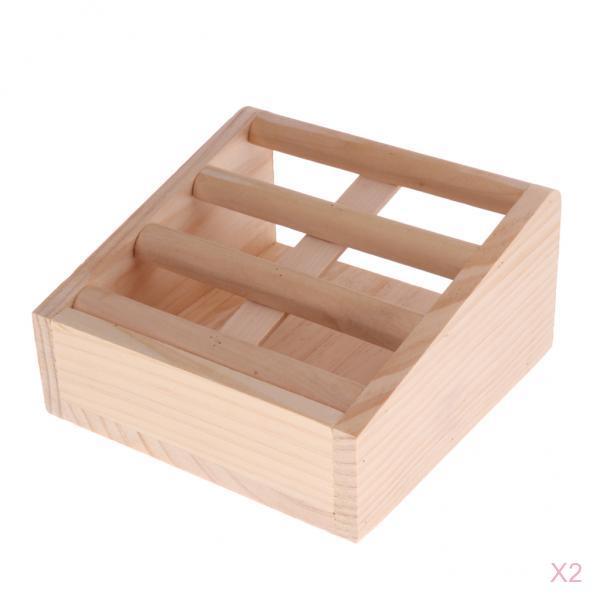 2 Pcs Small Pet Rabbits Guinea Pig Wood Rack Feeder Hay Grass Nesting Holder