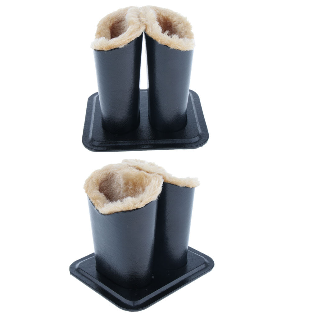 2 Pieces PU Double Head Upright Plush Lined Eyeglass Holder Stand Pen Holder