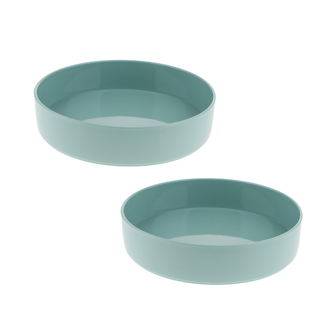 2xPlastic Round Ikebana Suiban Vase Pot Bonsai Flower Container Green 33cm