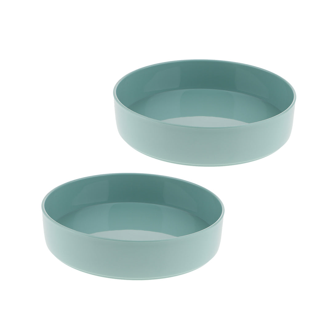 2xPlastic Round Ikebana Suiban Vase Pot Bonsai Flower Container Green 33cm