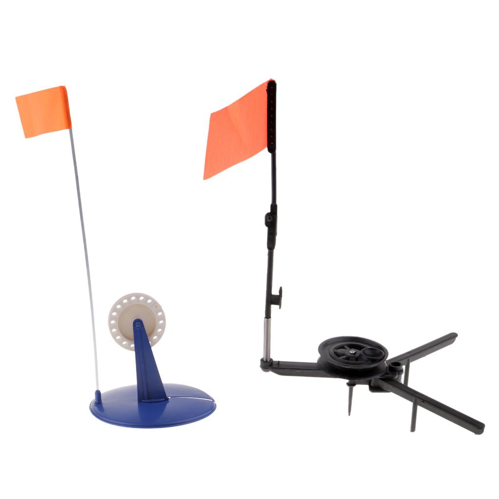 2pcs ABS Ice Fishing Tip-Up Ice Fishing Rod with Hole Cover and Orange Flag