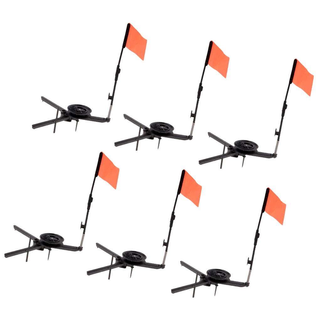 6pcs ABS Ice Fishing Tip-Up Ice Fishing Rod with Hole Cover and Orange Flag