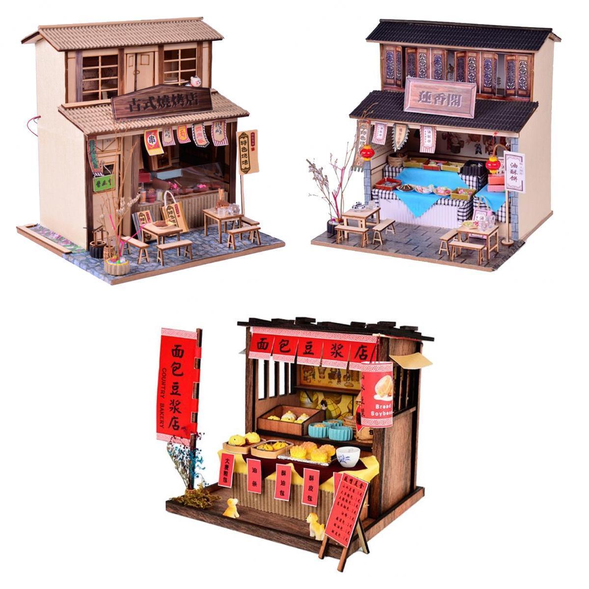 1/24 DIY Miniature Dollhouse Kits with Furniture Chinese Restaurants Gift