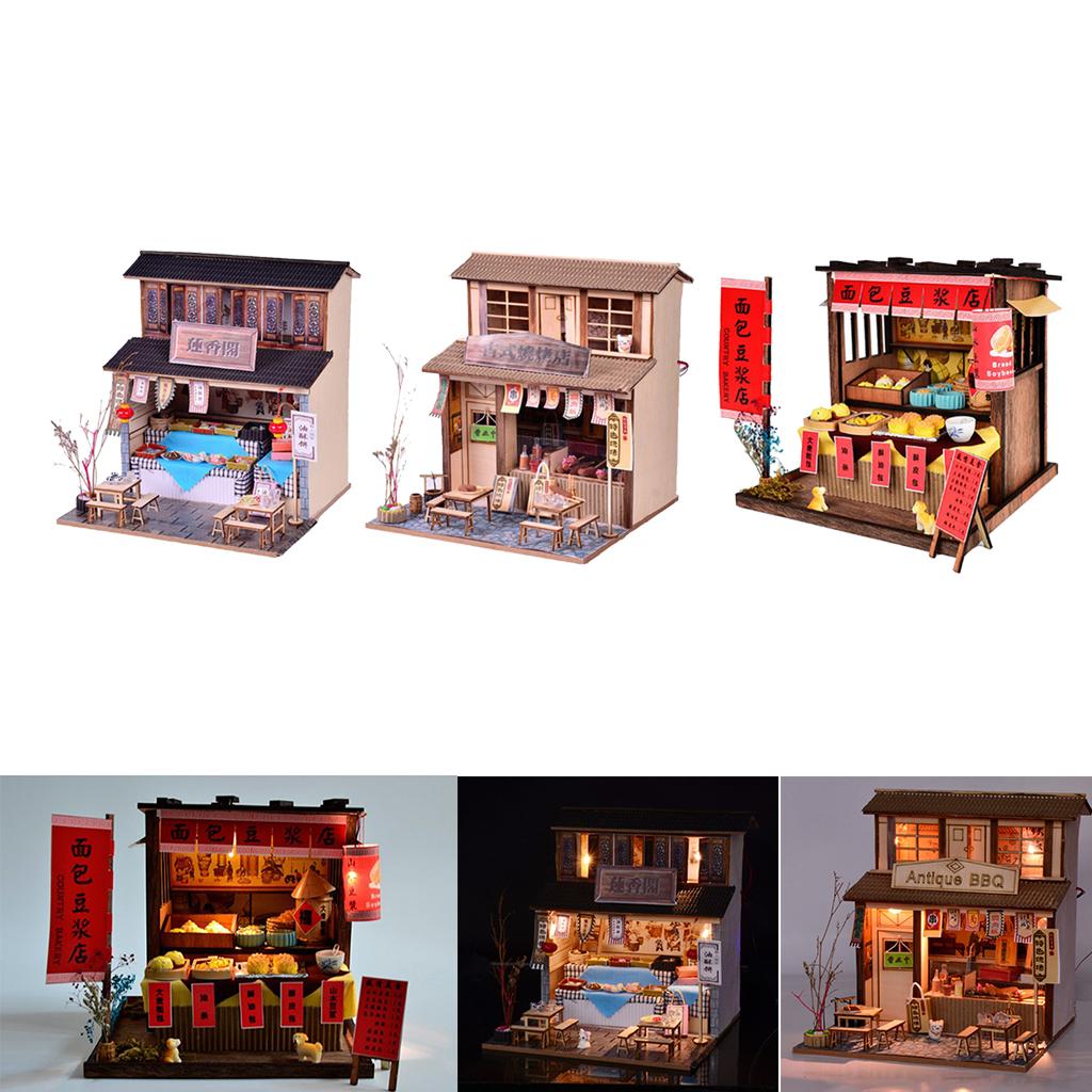 1/24 DIY Miniature Dollhouse Kits with Furniture Chinese Restaurants Gift